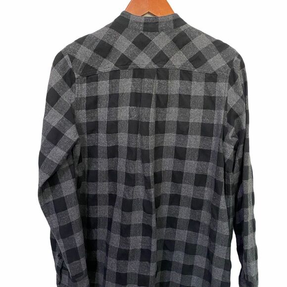 Nest Robe Wool cotton gingham plaid Button Front Black gray Gingham medium - Picture 7 of 11